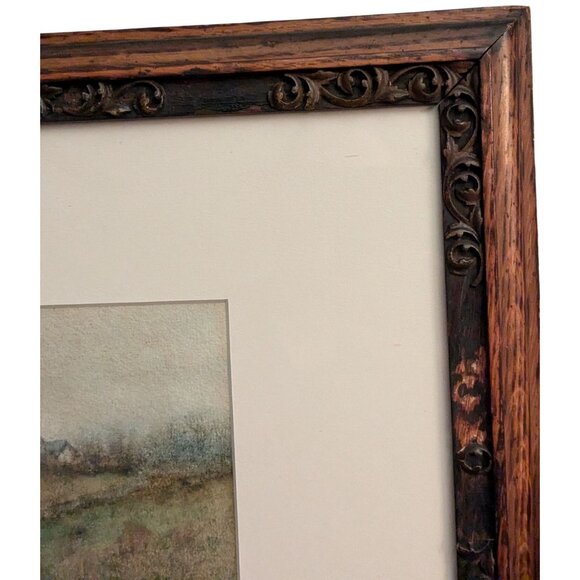 Antique J.G. Tyler Pastel Babbling Brook Artwork With Ornate Wood Frame - Picture 8 of 12